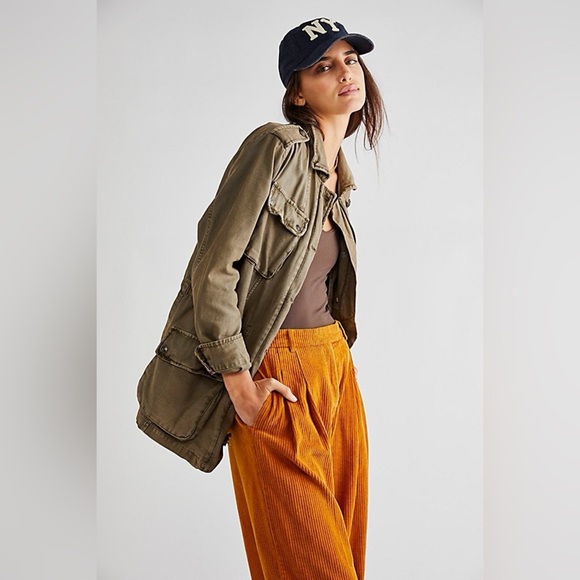 Free People Not Your Brother’s Surplus Cargo Jacket in Olive Green Size S - Picture 6 of 15